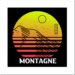 Mountains Vintage Sunset, Montagne Posters and Art